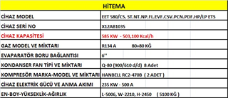 Hitema 580 Kw Teknik Özellikleri